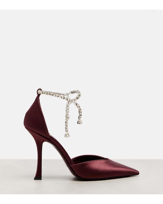 Jimmy Choo Red Pumps Stevie 100 Aus Satin Mit Kristallen