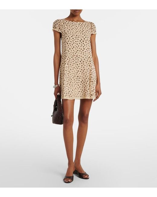 Posse Natural Priscilla Animal-Print Silk Minidress