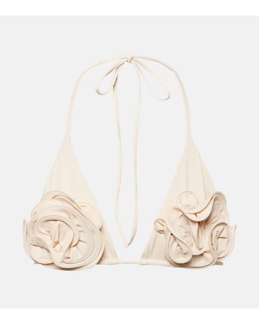 Magda Butrym White Floral-applique Bikini Top