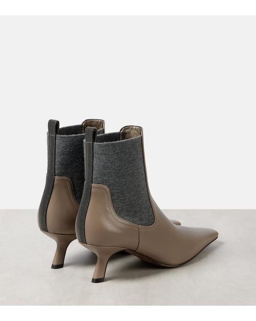 Brunello Cucinelli Brown Leather Ankle Boots