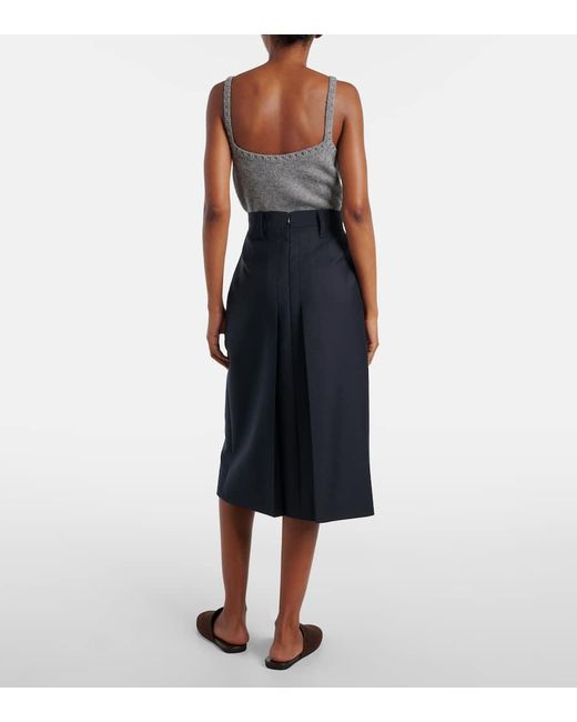 Prada Blue Midirock Aus Mohair Und Wolle