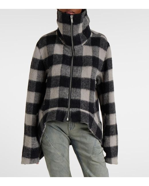Rick Owens Black Exploder Checked Virgin Wool Jacket