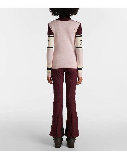 Perfect Moment Pink Schild Intarsia Wool Turtleneck Sweater