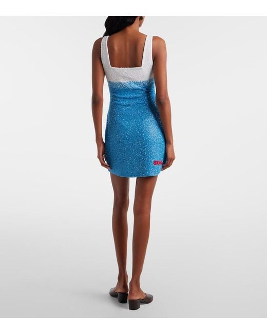 Staud Blue Le Sable Beaded Minidress