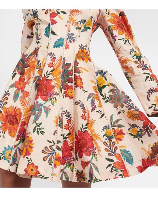 Zimmermann Multicolor Ginger Floral Linen Minidress