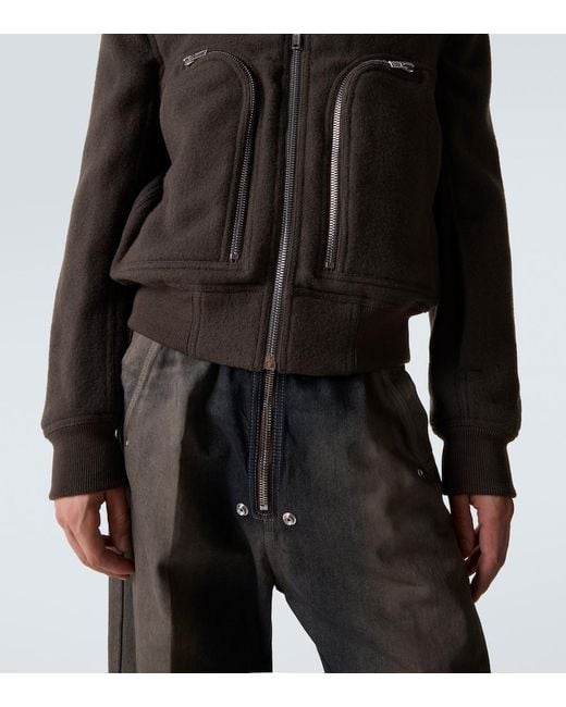 Rick Owens Black Virgin Wool Bomber Jacket for men