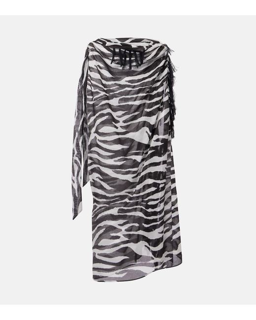 水着・ビーチグッズその他 The Attico Zebra beach cover-up in stretch fabric The Attico Zebra-Print Cotton Muslin Beach Cover-Up in White
