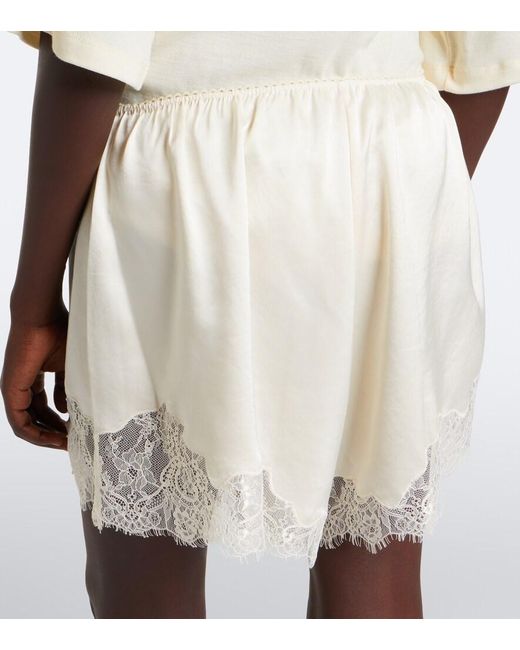 Citizens of Humanity White Lace-Trimmed Satin Shorts