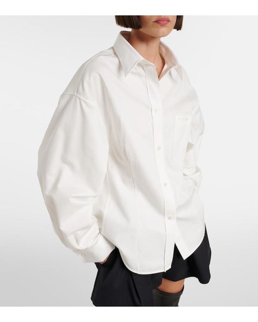 Balenciaga White Asymmetric Cotton And Silk Poplin Shirt