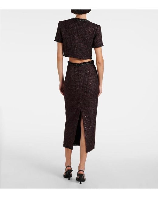 Jupe Longue En Tweed Self-Portrait en coloris Black