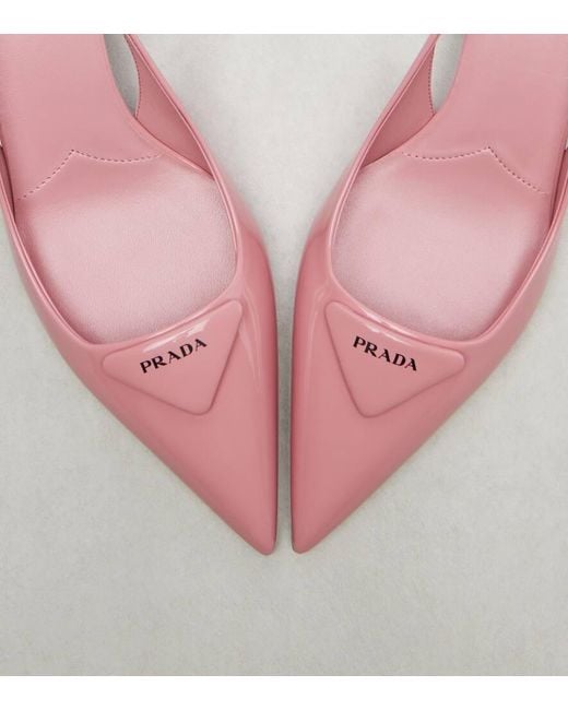 Prada Pink Patent Leather Slingback Pumps