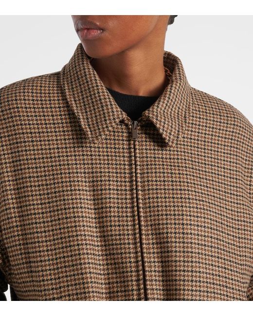 Saint Laurent Brown Houndstooth-Jacquard Woven Jacket
