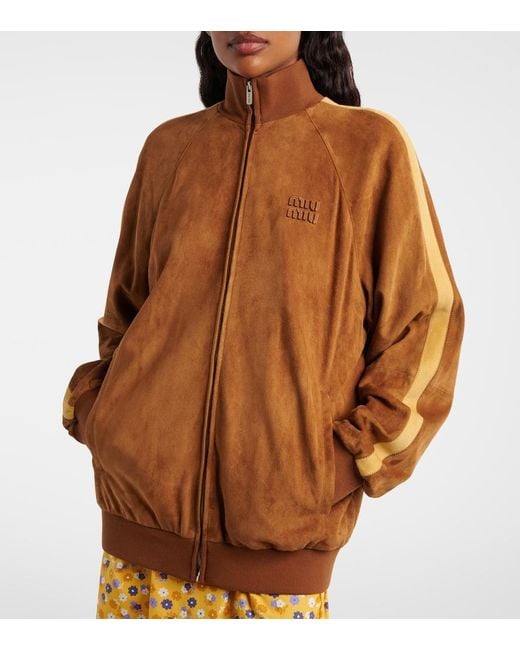 Miu Miu Brown Oversized Suede Jacket