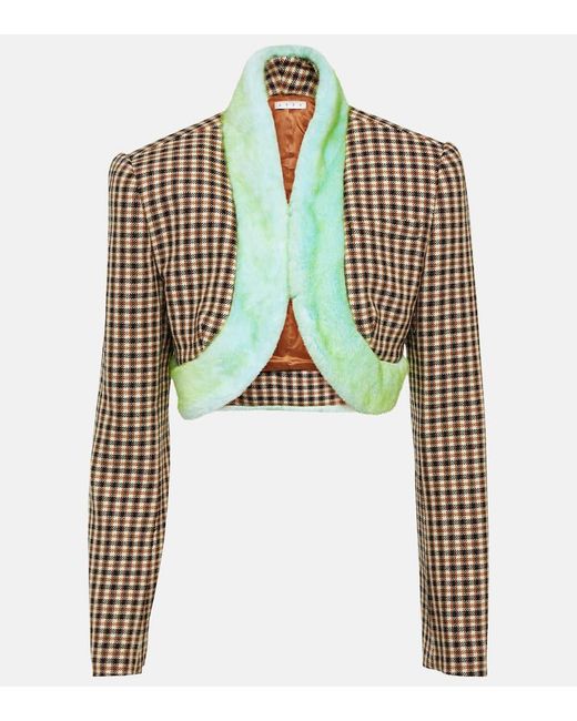 Area Green Cropped Wool And Cotton Jacket