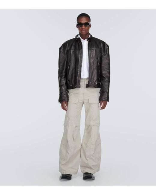 Balenciaga Black Deconstructed Oversized Leather Jacket for men