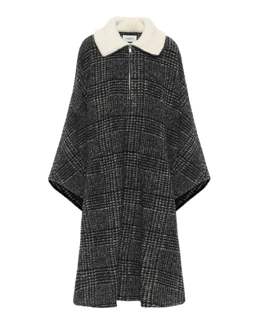 Étoile Isabel Marant Wool Gabin Oversized Checked Cape in Black - Save ...