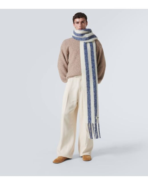 Jacquemus Blue Carro Striped Wool-blend Jacquard Scarf for men