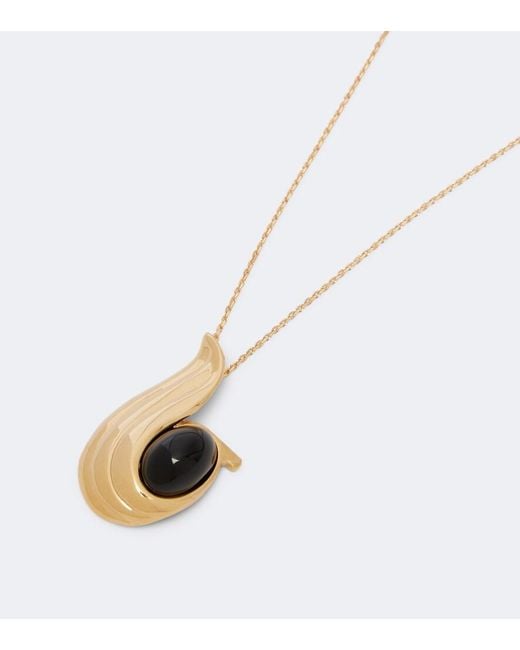 Ferragamo Metallic Embellished Pendant Necklace