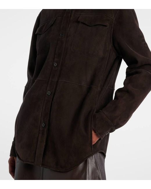 The Row Brown Hemdjacke Gwena Aus Veloursleder
