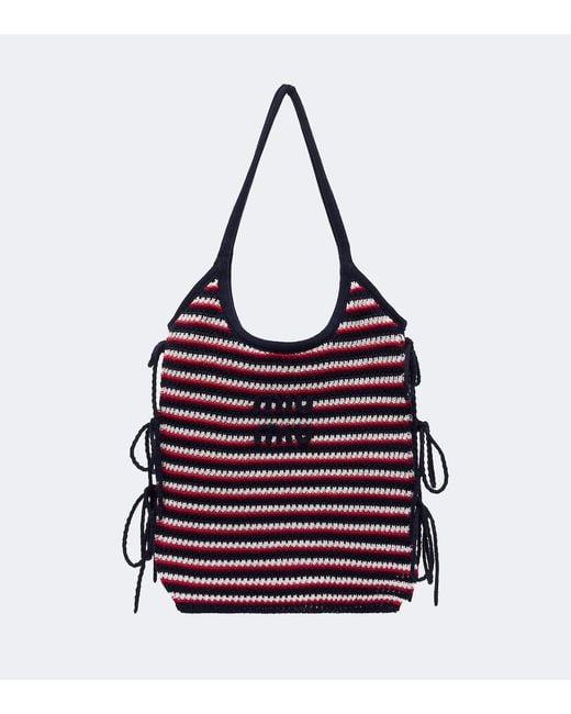 Miu Miu Purple Ivy Crochet Striped Shopper