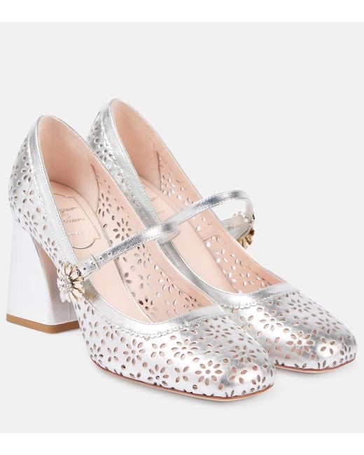Roger Vivier Tres Vivier Metallic Leather Mary Jane Pumps