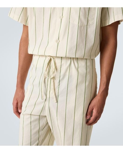 Bode Natural Celery Striped Cotton Pajama Pants for men