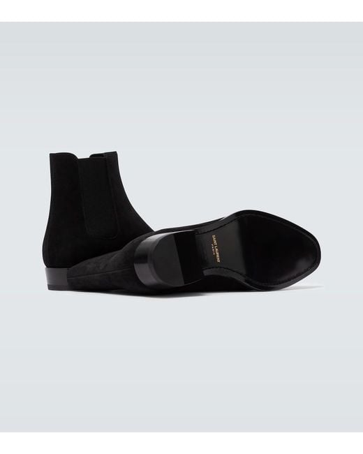 Saint Laurent Black Wyatt 30 Suede Ankle Boot for men