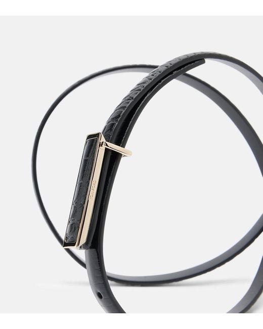 Tom Ford Black Croc-Effect Patent Leather Belt