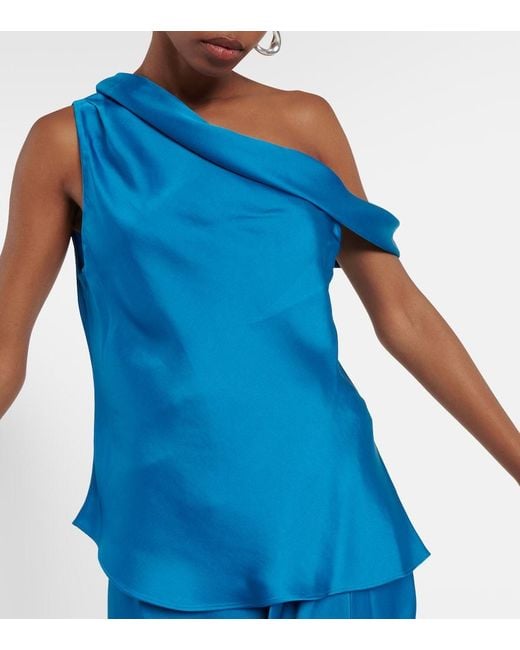Jonathan Simkhai Blue Top Lexy Aus Satin