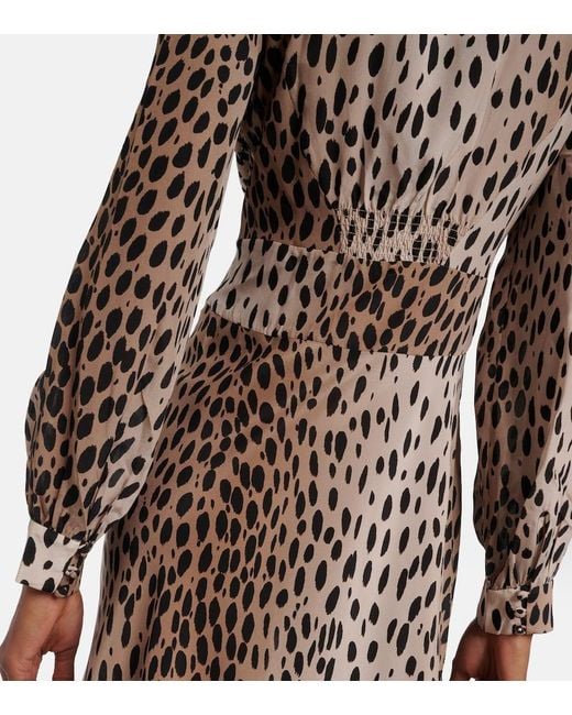 Rixo Natural Bedrucktes Maxikleid Emory Aus Seide
