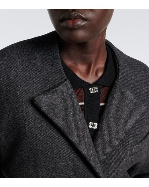 Ganni Black Belted Wool And Cashmere-Blend Blazer