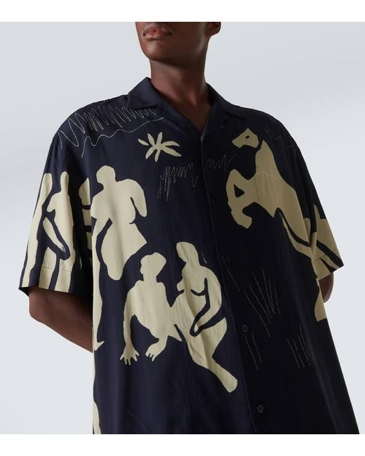 Jacquemus La Chemise Jean Printed Bowling Shirt in Blue for Men Lyst