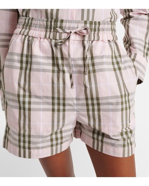 Burberry Natural Check Cotton Shorts