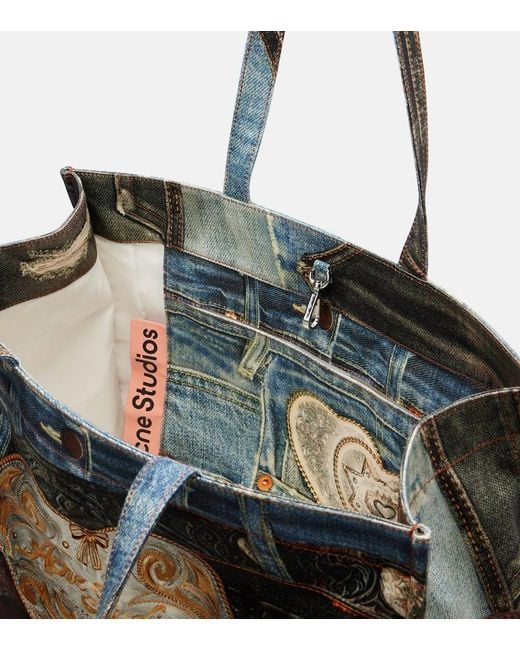 Acne Black Embossed Canvas Tote Bag