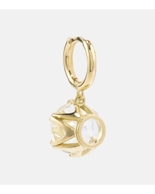 Ileana Makri Metallic Crown Mini 18kt Gold Earrings With Topaz