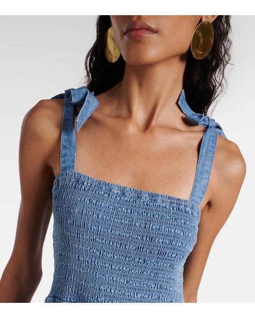 Veronica Beard Blue Tola Tiered Cotton-Blend Midi Dress