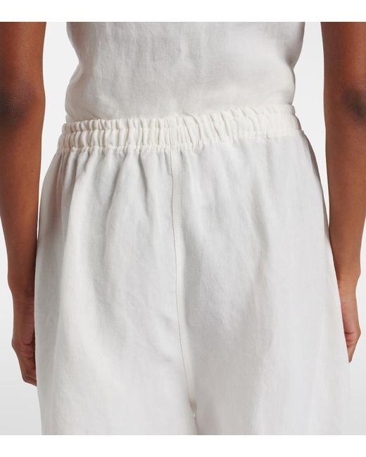 Prada White Embroidered Linen Shorts