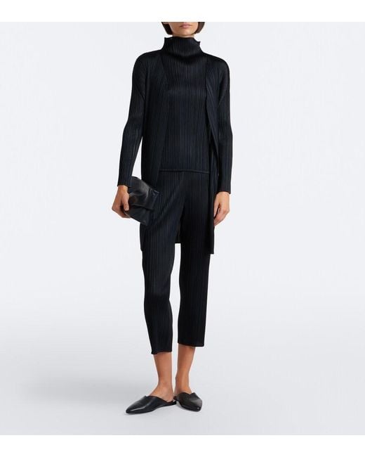 Pleats Please Issey Miyake Black Basics Pleated Cardigan