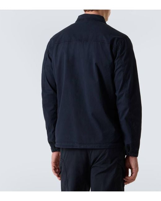 Sobrecamisa De Sarga En Mezcla De Algodon Stone Island de hombre de color Blue