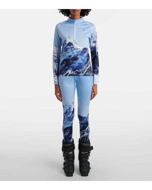 Perfect Moment Blue Printed Leggings