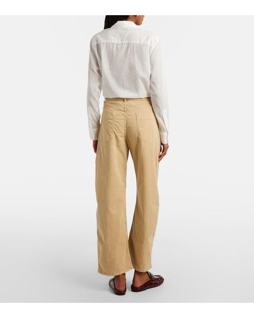 Nili Lotan Natural Tribeca Cotton Twill Barrel-Leg Pants