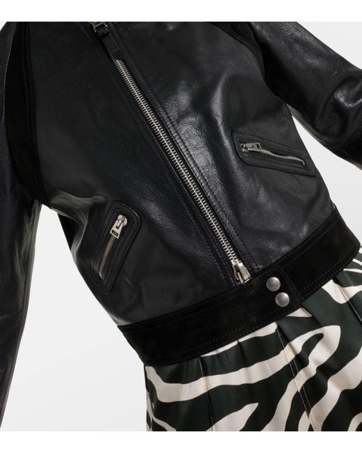 Tom Ford Black Cropped Leather Biker Jacket