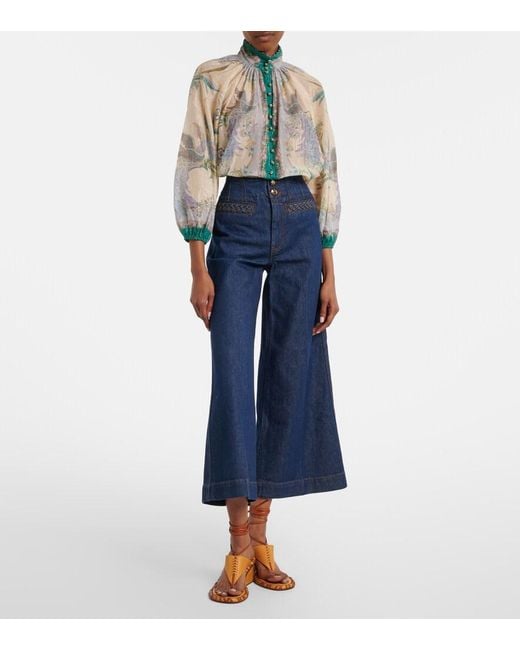 Jeans Flared Cropped Aster Zimmermann de color Blue