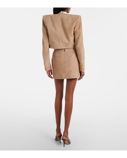Balmain Natural Suede Wrap Skirt