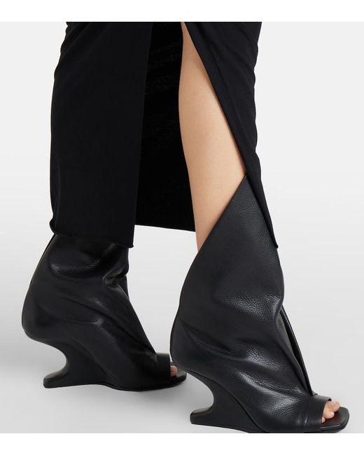 Rick Owens Black Edfu Cotton Jersey Midi Skirt