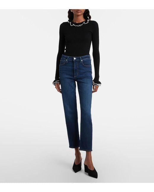 Citizens of Humanity Blue Caia Cropped Mid-Rise Straight Jeans