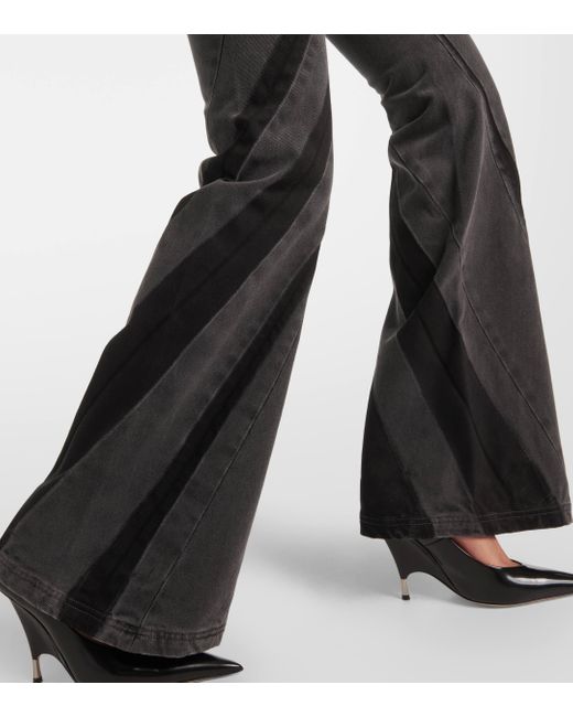 Dion Lee Black Darted Mid-rise Flared Jeans