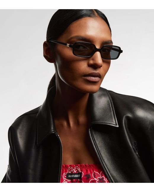 Miu Miu Black Rectangular Sunglasses