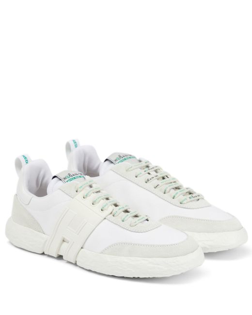 Hogan White 3r Suede-trimmed Sneakers