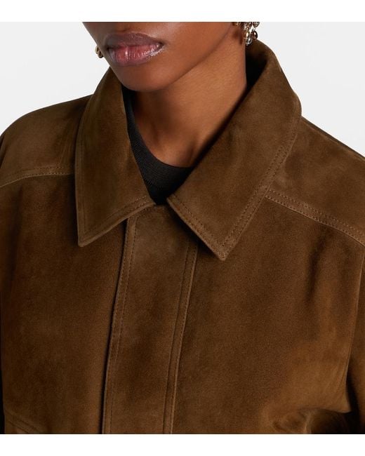 Nour Hammour Brown Dalma Suede Blouson Jacket